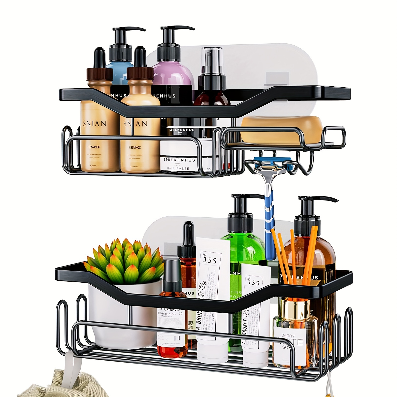 Shower Caddy Strong Adhesive Shower Organizer Shelf With - Temu