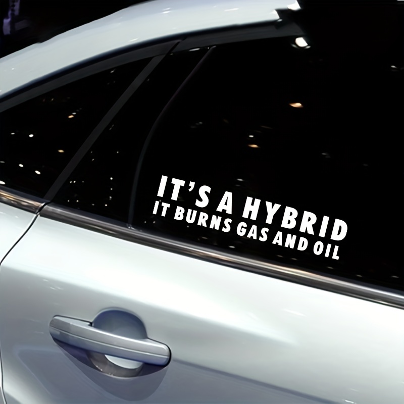 ma voiture est hybride, citation humour cadeau' Autocollant