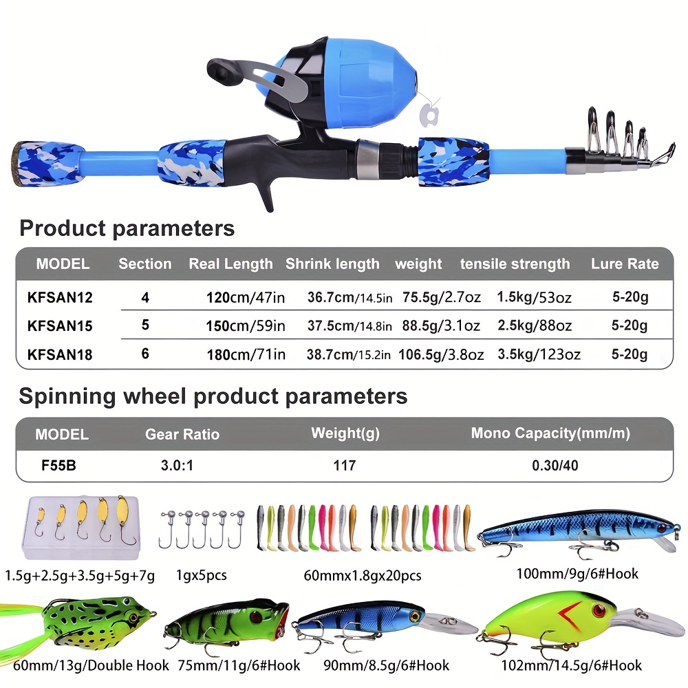 Portable Telescopic Fishing Rod Reel Combo Kit Perfect Kids - Temu
