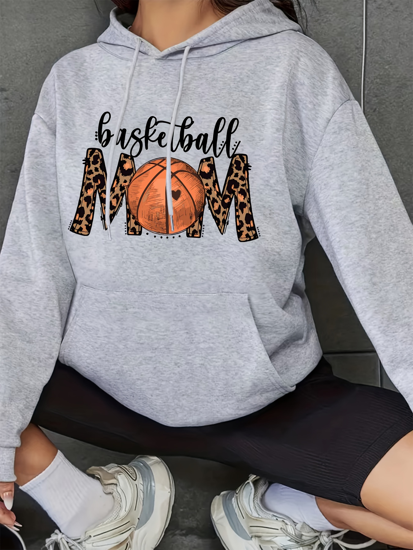 Basketball Letter Print Hoodie Casual Long Sleeve Drop - Temu