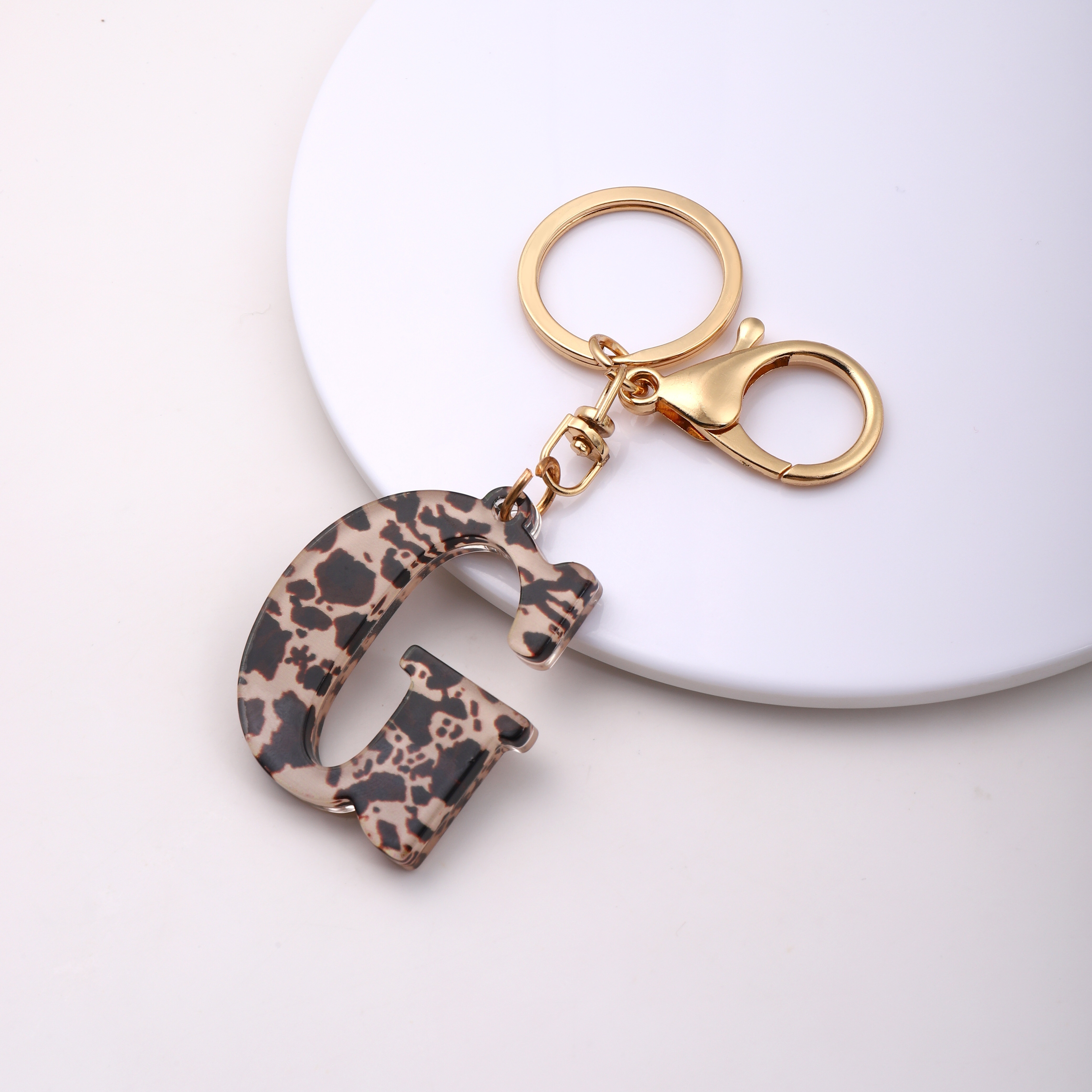 Animal Print Initial Keychains/Bag Charms A