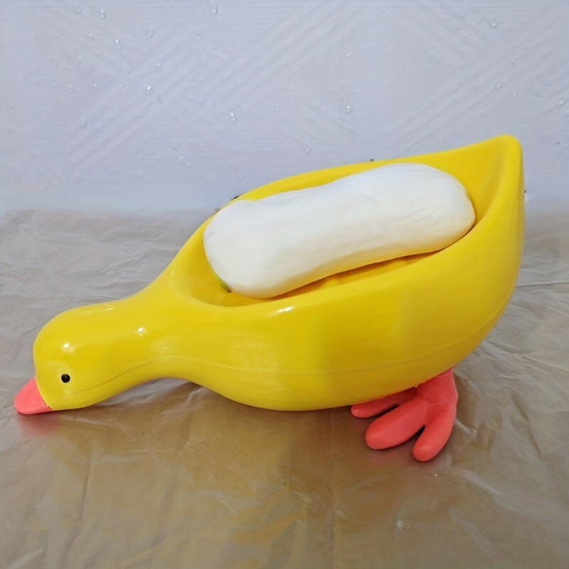 Cute Duck Soap Dish - Cartoon Plastic Drain Soap Box For Bathroom