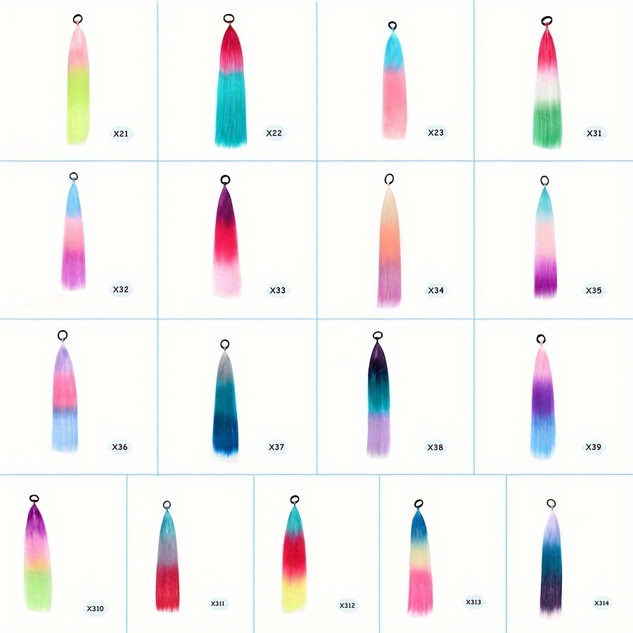 24inch synthetic braided ponytail diy ombre hair extensions with hair tinsel jumbo ponytail colorful   for braiding hair on hair tie loose tinsel hair extensions hair glitter christmas new year and holidays can wear cos for music festival details 4