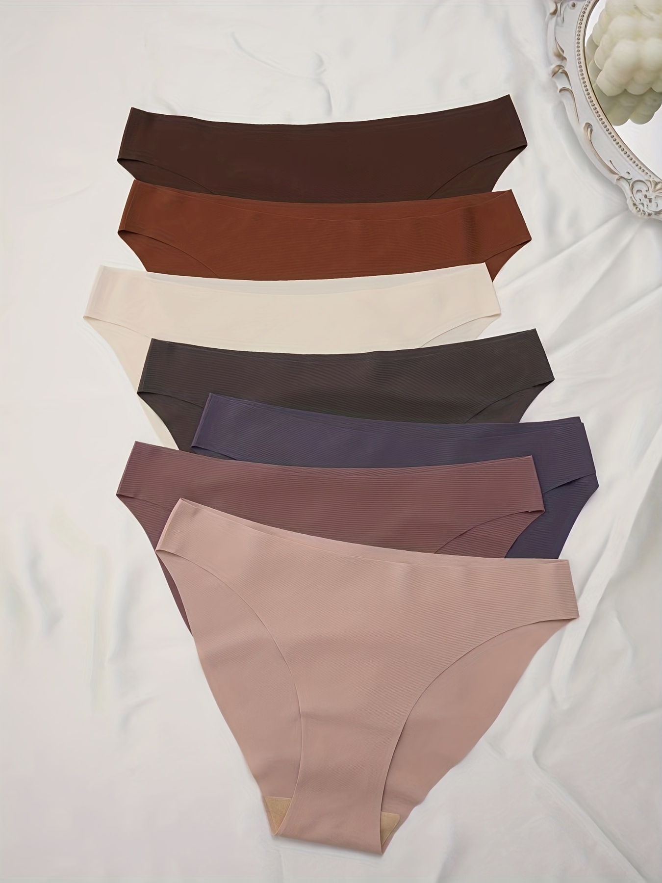 7pcs Seamless Bikini Panties, Comfy & Soft Stretchy Intimates Panties,  Women's Lingerie & Underwear