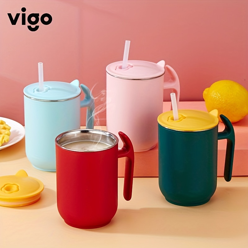 Vigo Coffee Mug With Lid And Straw Stainless Steel Coffee - Temu