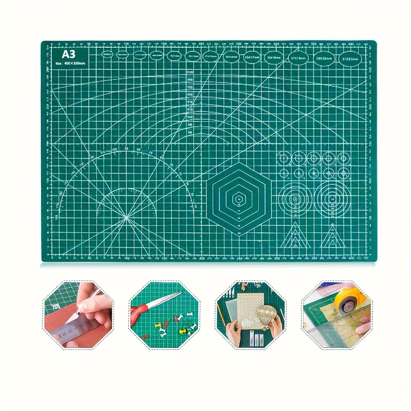 1pc Cutting Mat & 18×12 Inches, A3 Art Cutting Board - Made Of PVC  Anti-slip Self-healing Paper Leather, Cutting Mat (A3 Green)