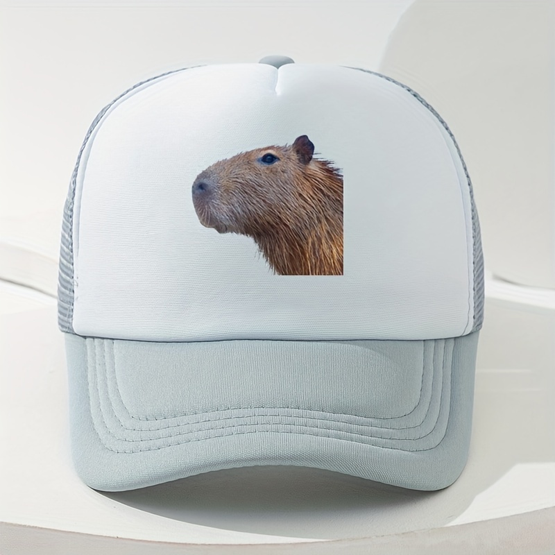 Capybara Print Baseball Cap Mesh Trucker Hat