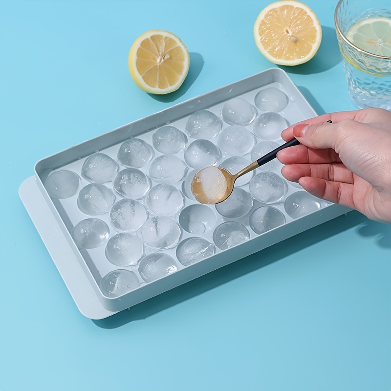 33 Grids Ice Ball Maker Mold Mini Round Ice Cube Tray Reusable with Lid  Freezer 