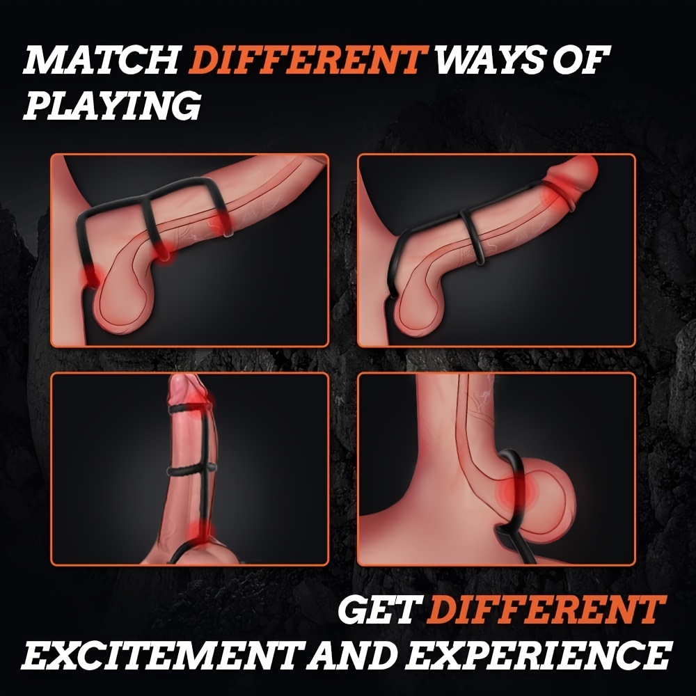 3-in-1 Silicone Penis Ring: Ultra Soft Cock Ring for Men - Enhance Stamina,  Prolong Sex, No Vibration - 3 Different Sizes for Couples!