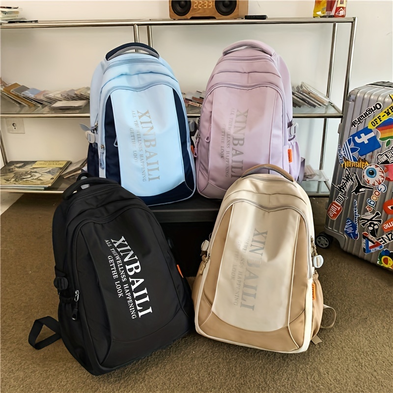 Large Capacity Preppy Backpack Heavy Duty Daypack Casual Travel Knapsack