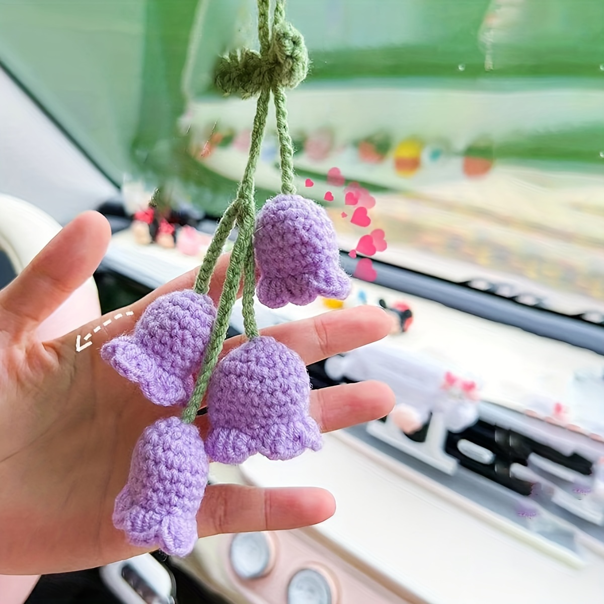 Bellflower Hand Knitted Car Pendant Car Mirror Hanging - Temu