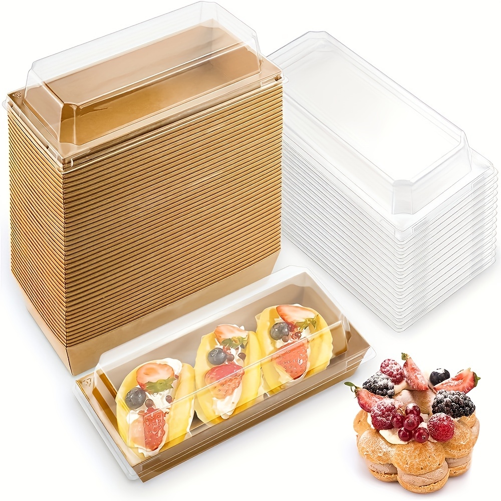 Paquete de 50 cajas pequeñas de embutidos con tapas transparentes, mini  caja de embutidos de papel To Go, recipientes de alimentos desechables,  cajas