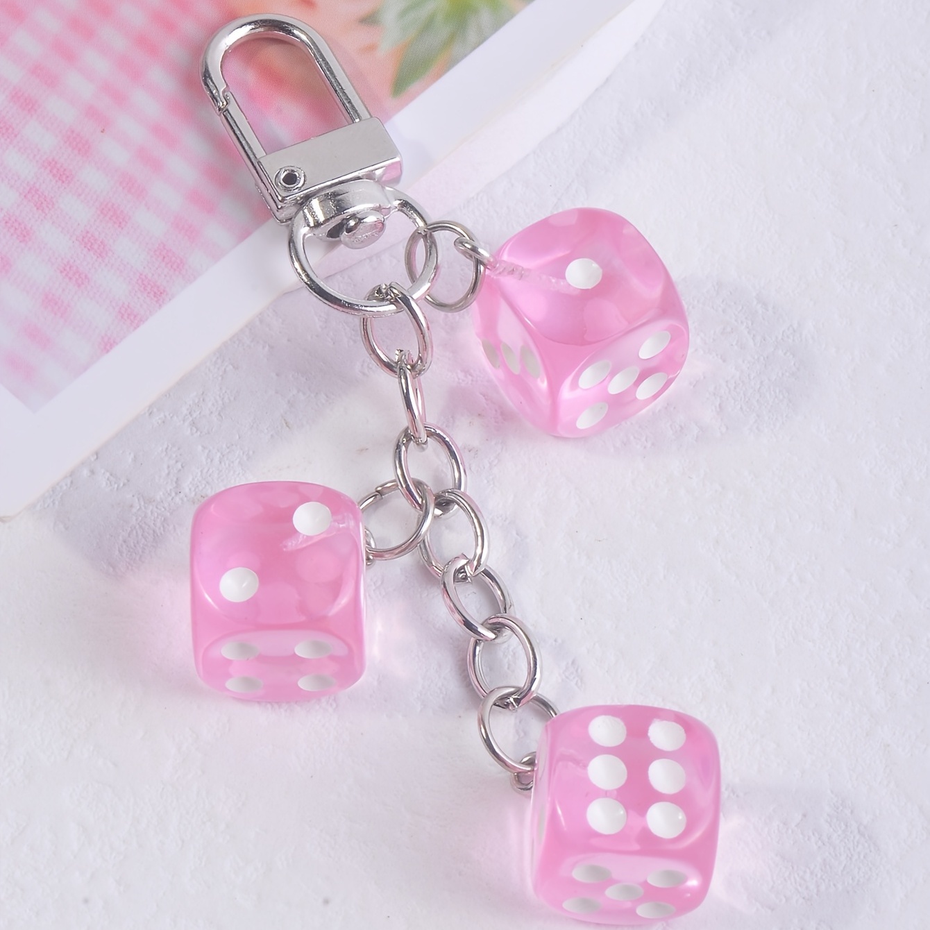 Lucky Dice Pom Keychain