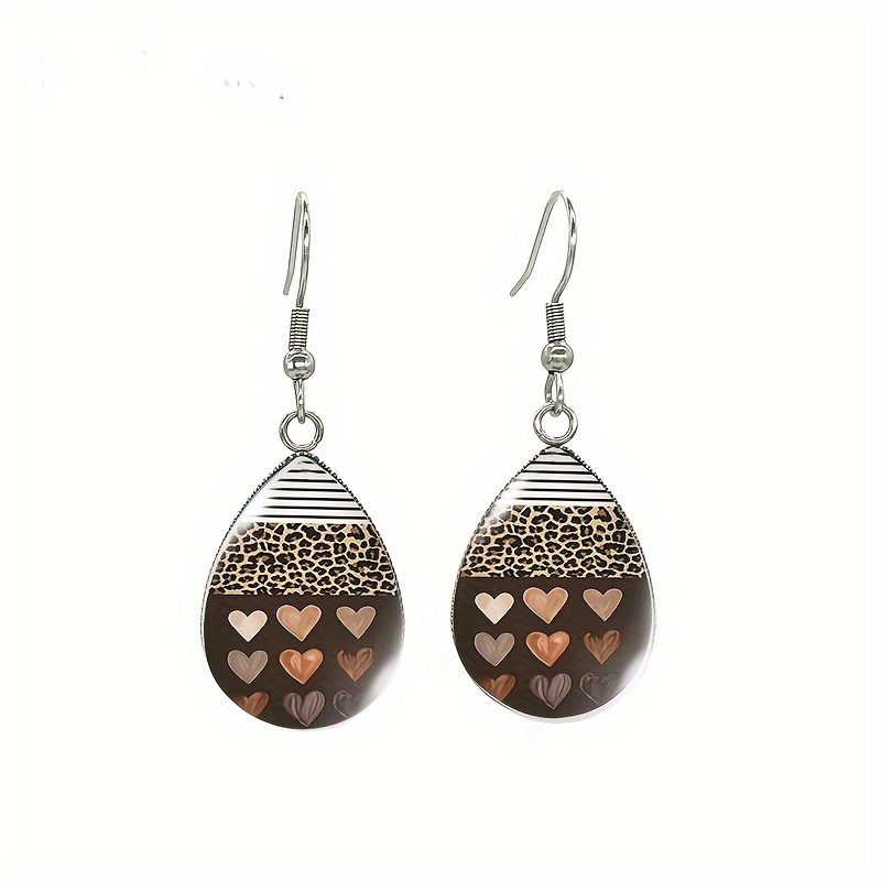 Valentine's Day Earrings Leopard Print Heart Shaped Water - Temu