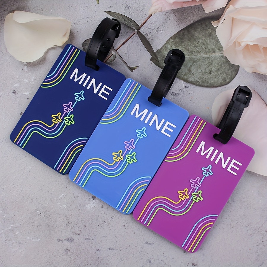 TEMU 3pcs Pvc Soft Glue Luggage Tag Letter Bag Accessories Airplane Buckle Travel Tag Anti-loss Name Tag Travel Tag, Travel Accessories, Travel