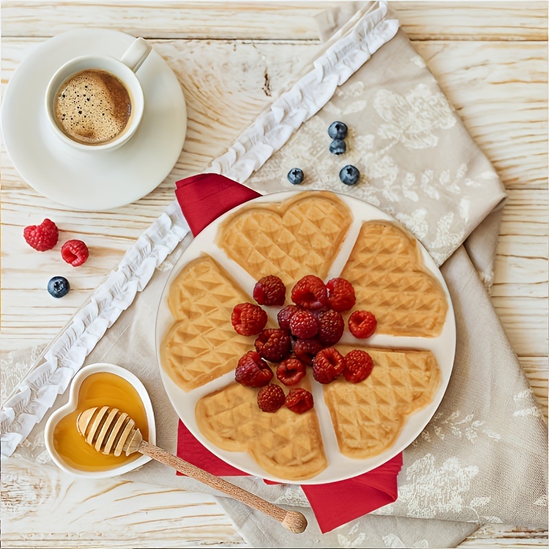 2 in 1 1000W Waffle Maker with Non-Stick Plate Double Heart Waffle