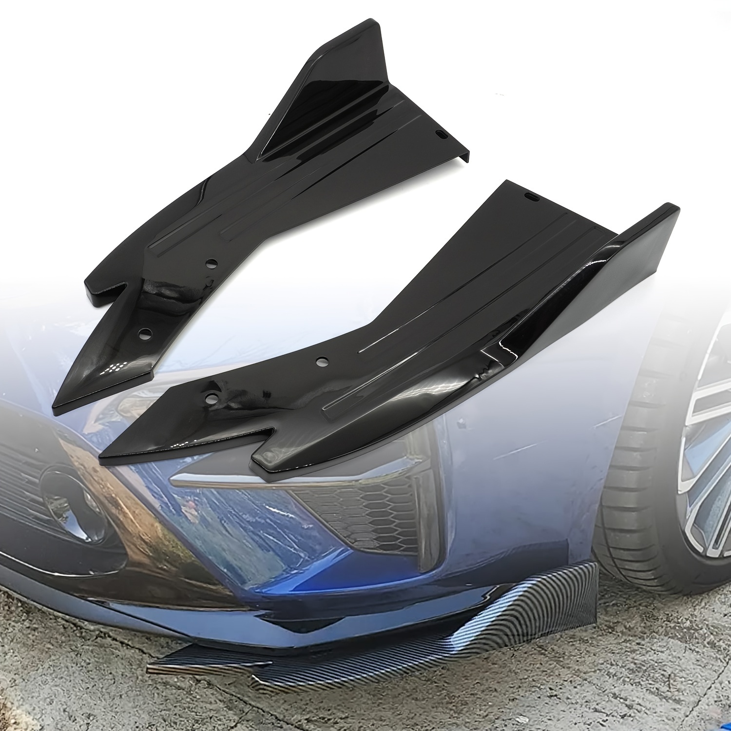Auto-Heckstoßstange Lippe Kohlefaser ABS Universal Schutz Stoßstange Lippe  Streifen Spoiler Seitenschweller Kohlefaser Anti-Kratz-Schutz 1 Paar