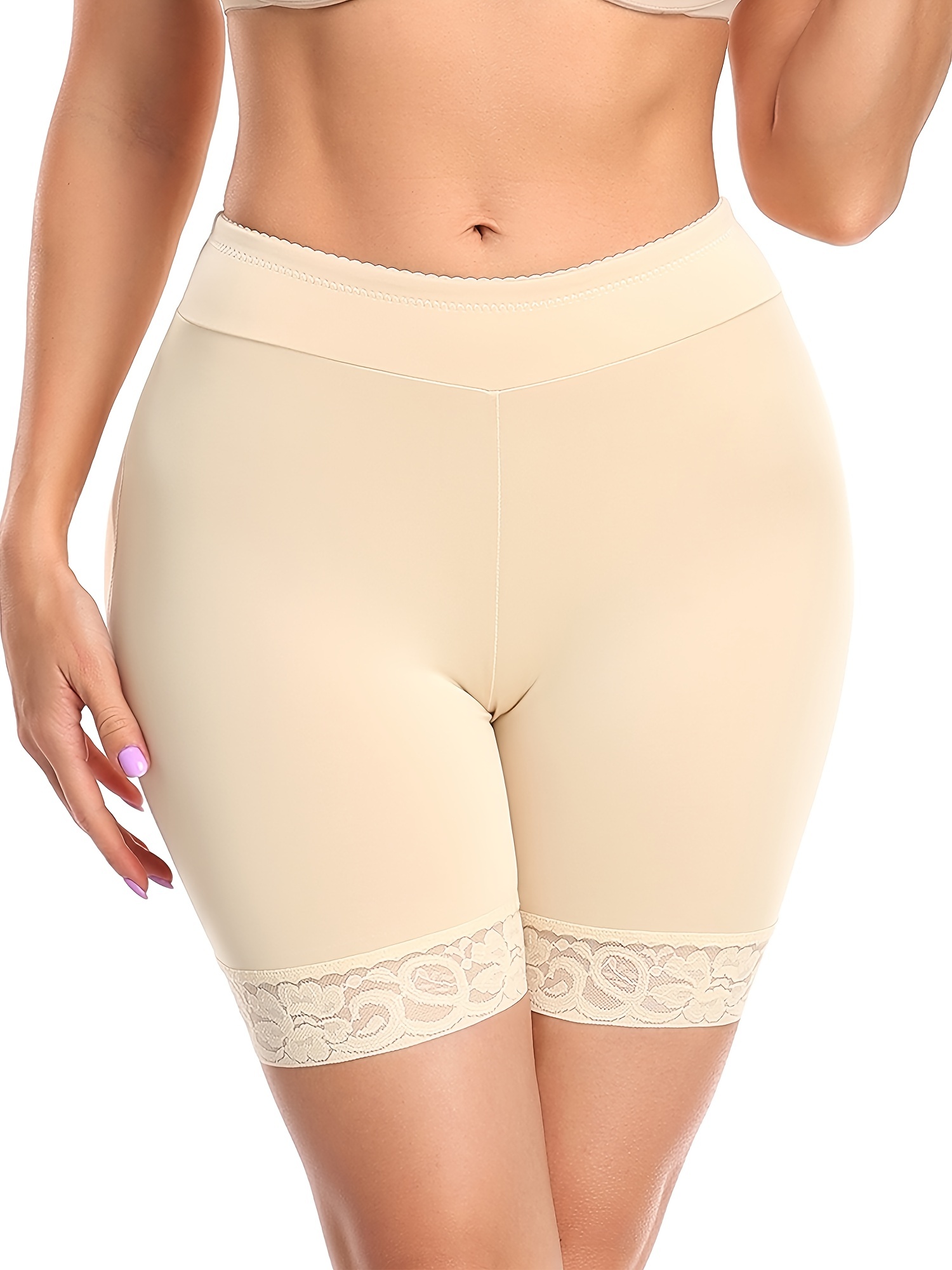 Waist Shapewear Women Thigh Trimmer Hip Enhancer Pad Panties Thigh Slimmer Body  Shaper Slimming Underwear Fake Ass Butt size XL Color Beige