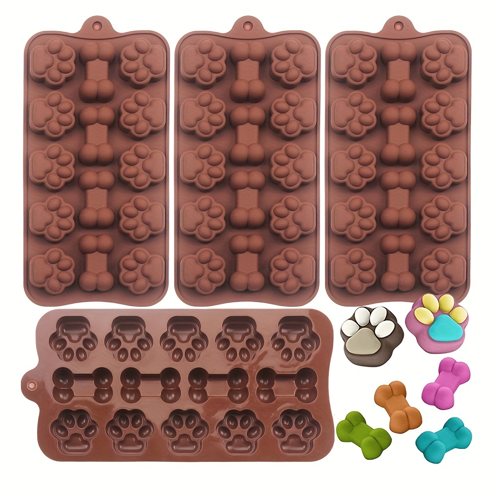2-Pack Silicone Puppy Treat Molds, Puppy Dog Paw and Bone Cookie Cutters  Baking Molds for Chocolate, Candy, Jelly, Biscuits, Cube, Dog Treats