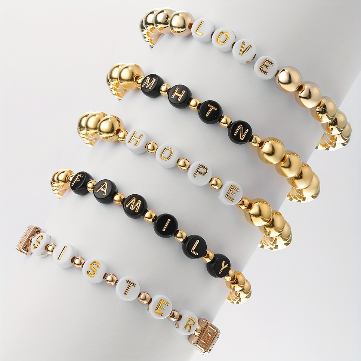 Black Golden Letter Beads For Jewelry Making Diy Fashion - Temu