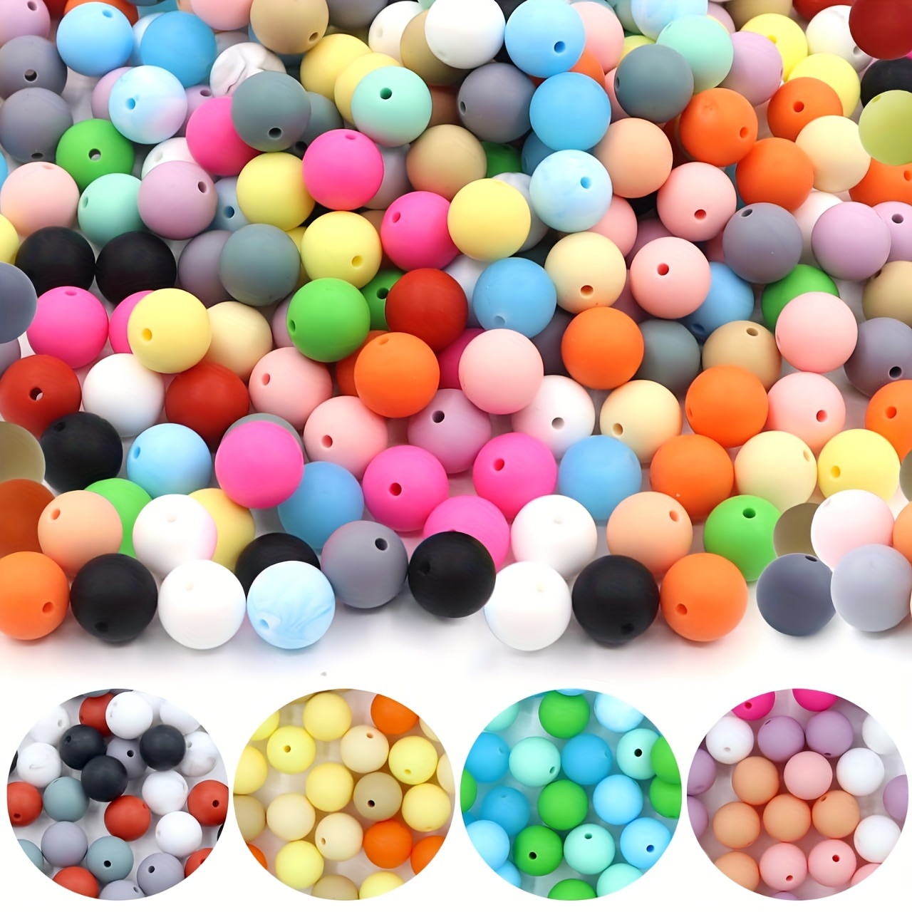 105 PCS Silicone Beads Kit, 15mm Silicone Beads for Keychain Making Large  Silicone Beads Bulk Round Rubber Beads with Lanyard & Key Chain Ring for  DIY