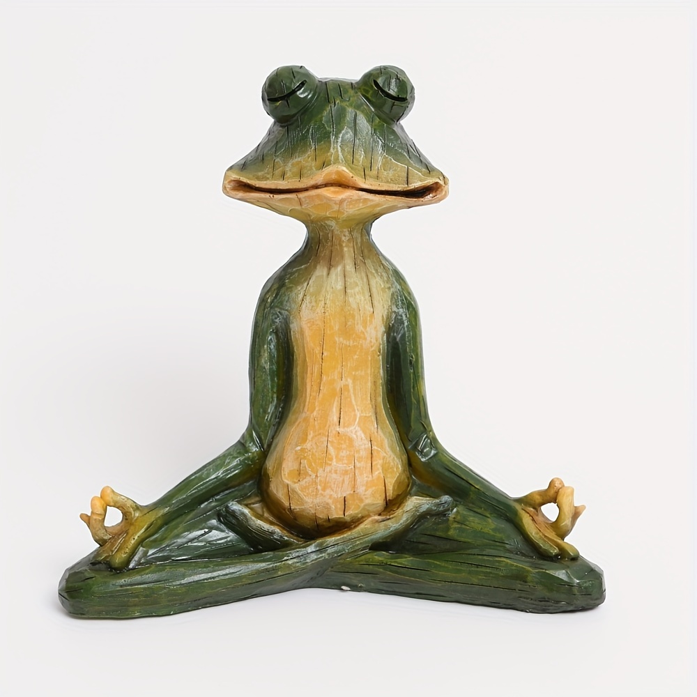 1 Piece Resin Frog Statue Meditating Frog Figurine Frog Yoga