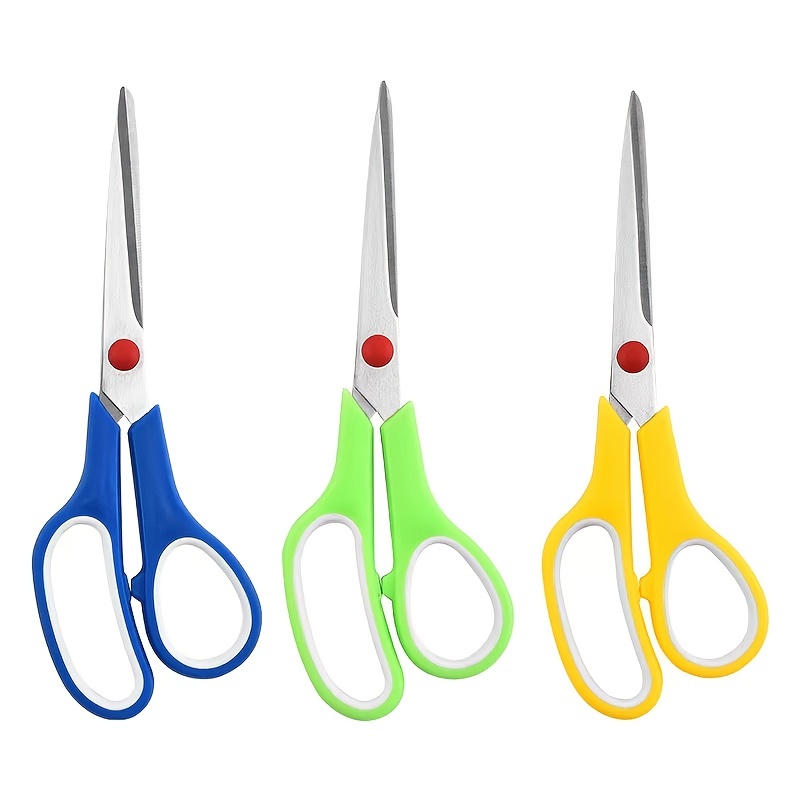 Scissors All Purpose, 8 Heavy Duty Scissors Bulk 3-Pack, 2.5Mm Thickness  Ultra Sharp Blade Shears with Comfort-Grip Handles for Office Home School  Sewing Fabric Craft Supplies, Right/Left Hand