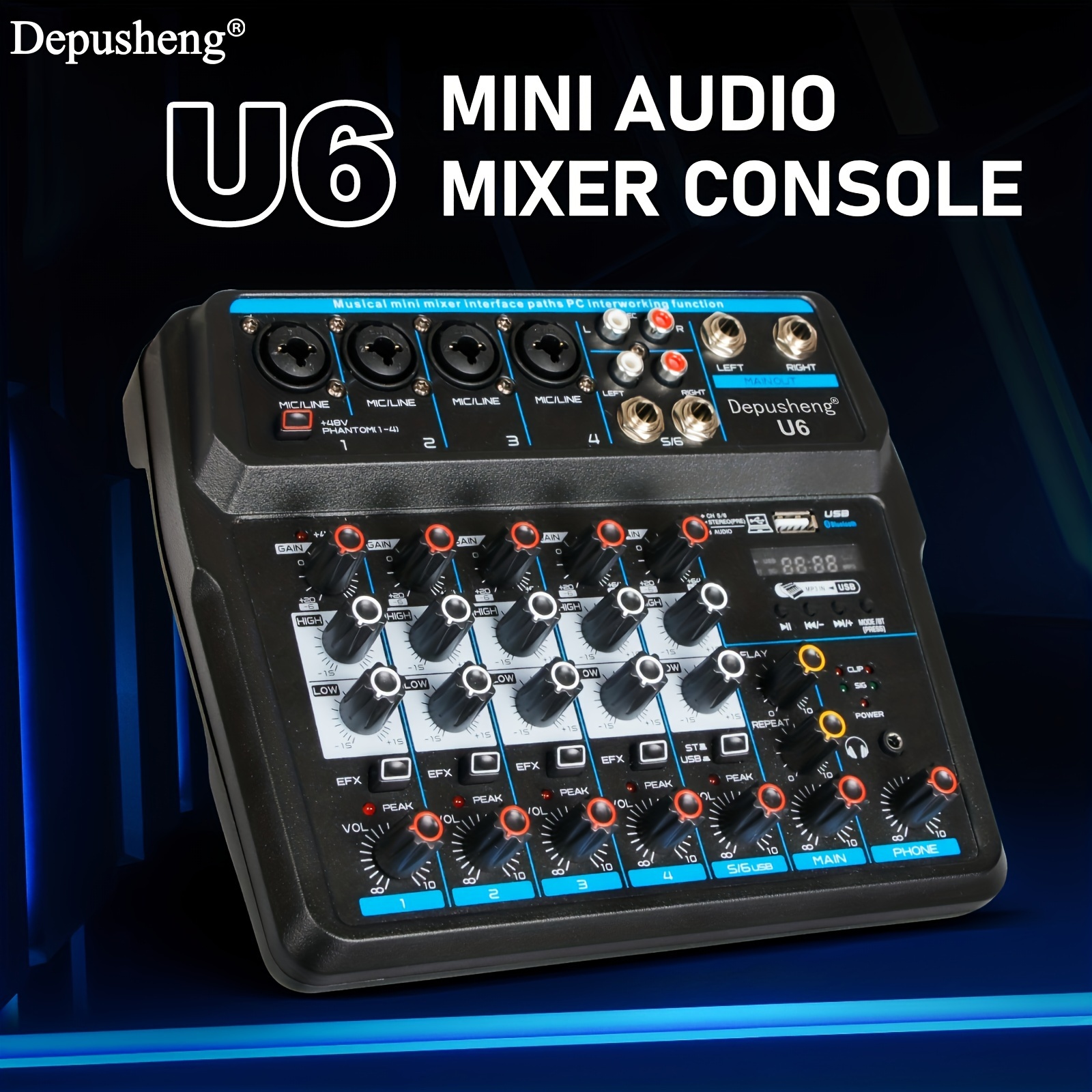 Depusheng U4/6 Portable Mixing Console Audio Mixer 4/6 - Temu