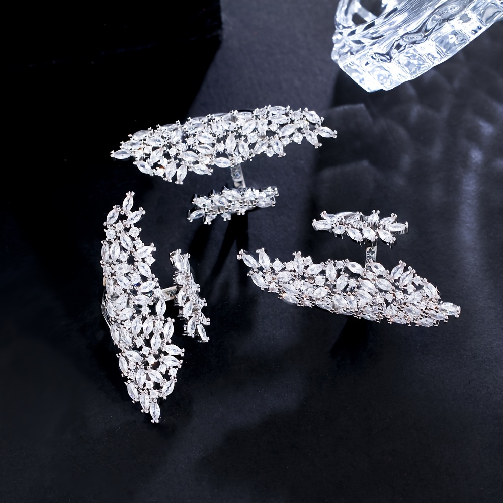 Women's Adjustable Sparkly Chunky Zirconia Pave Setting Ring