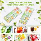 1 pack ice cube trays easy release silicone flexible 14 ice cube trays with spill resistant removable lid lfgb certified and bpa free for cocktail freezer stackable ice trays with covers