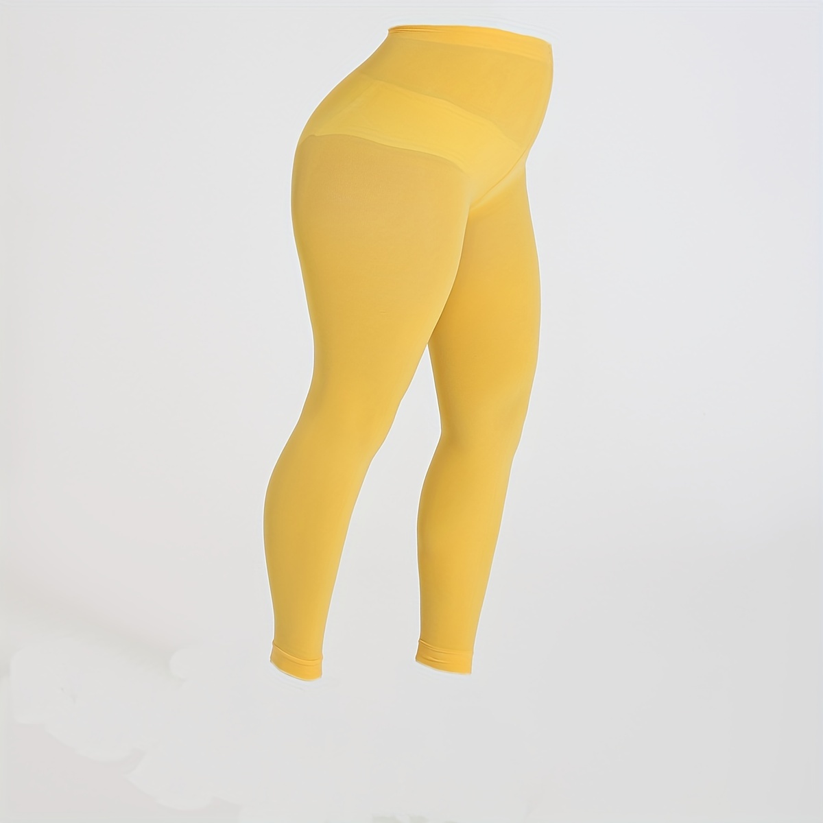 Plus Size Casual Leggings Stockings, Women's Plus 100D Solid Nylon High Rise Stretchy Tights For 0XL-3XL