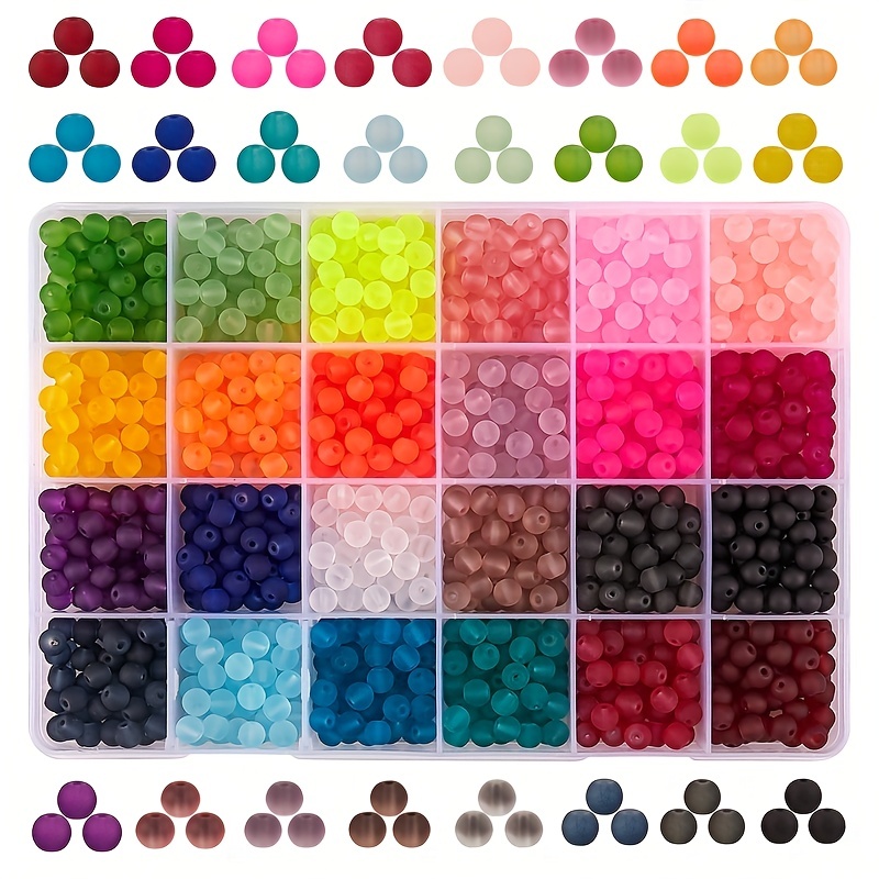 Acrylic Round Glass Beads For Jewelry Making 24 Color Diy - Temu