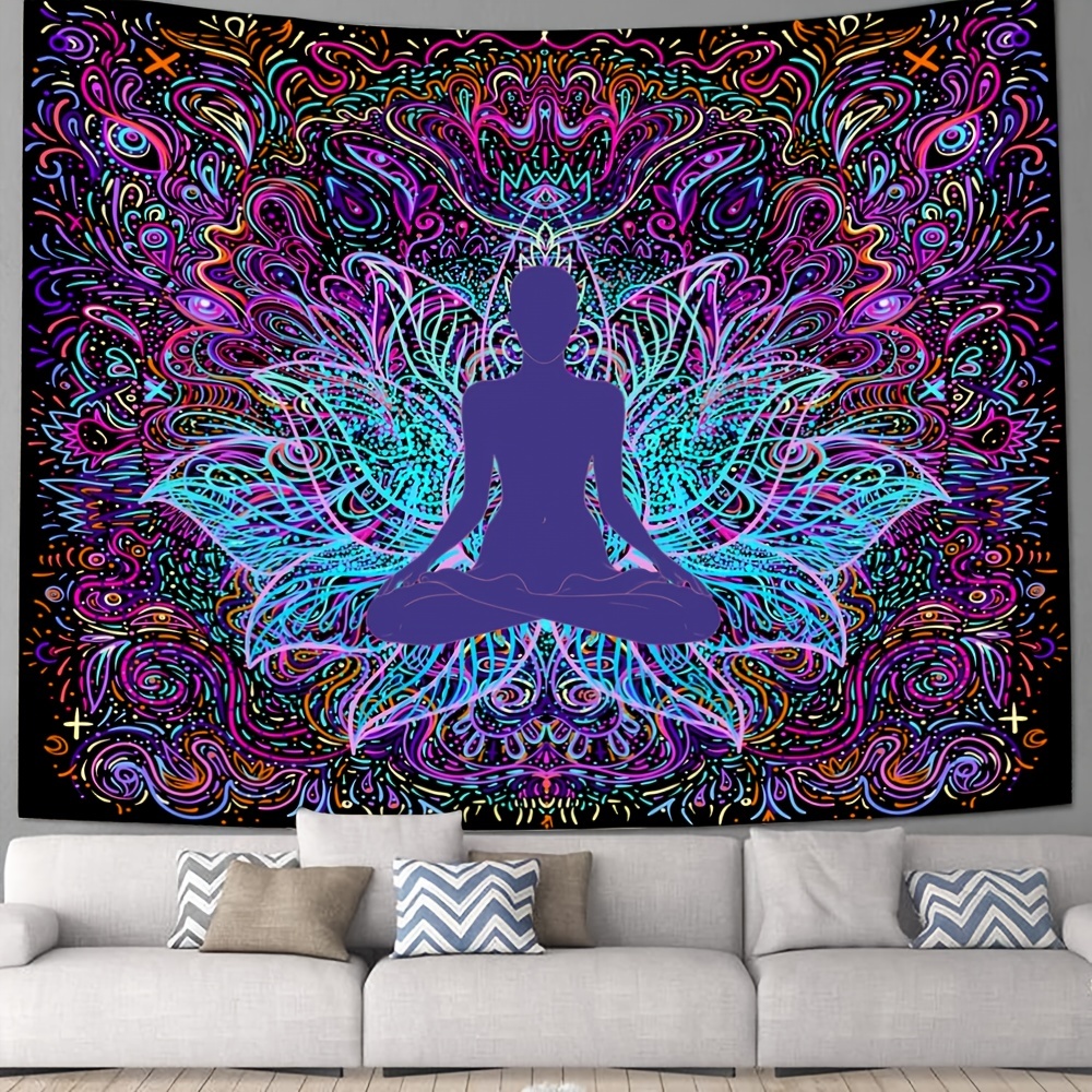 Lotus Flower Yoga Tapestry Calming Wall Hanging Home Office Decor