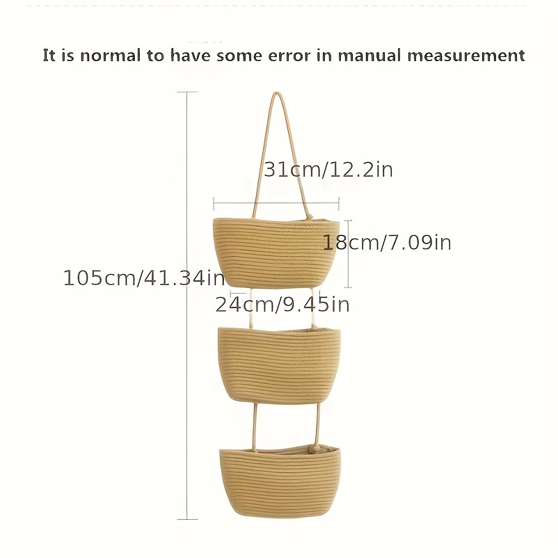 3 tier Cotton Rope Woven Hanging Storage Baskets - Temu