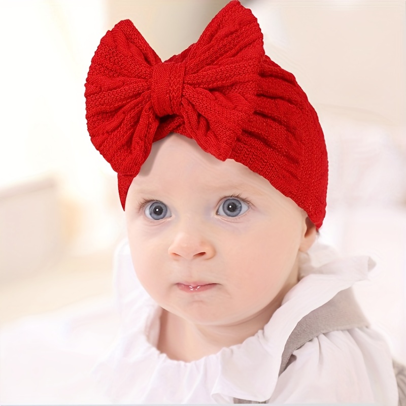Gorro de algodón para bebé recién nacido, turbante con lazo sólido, suave,  cálido, para Hospital, 0
