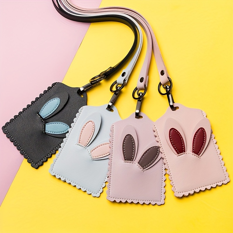 Origianl Brand Designer PU Card Holder Women Men Cute Rabbit Keychain ID  Holders Fashion Key Pendant Badge Credit Card Case Bag
