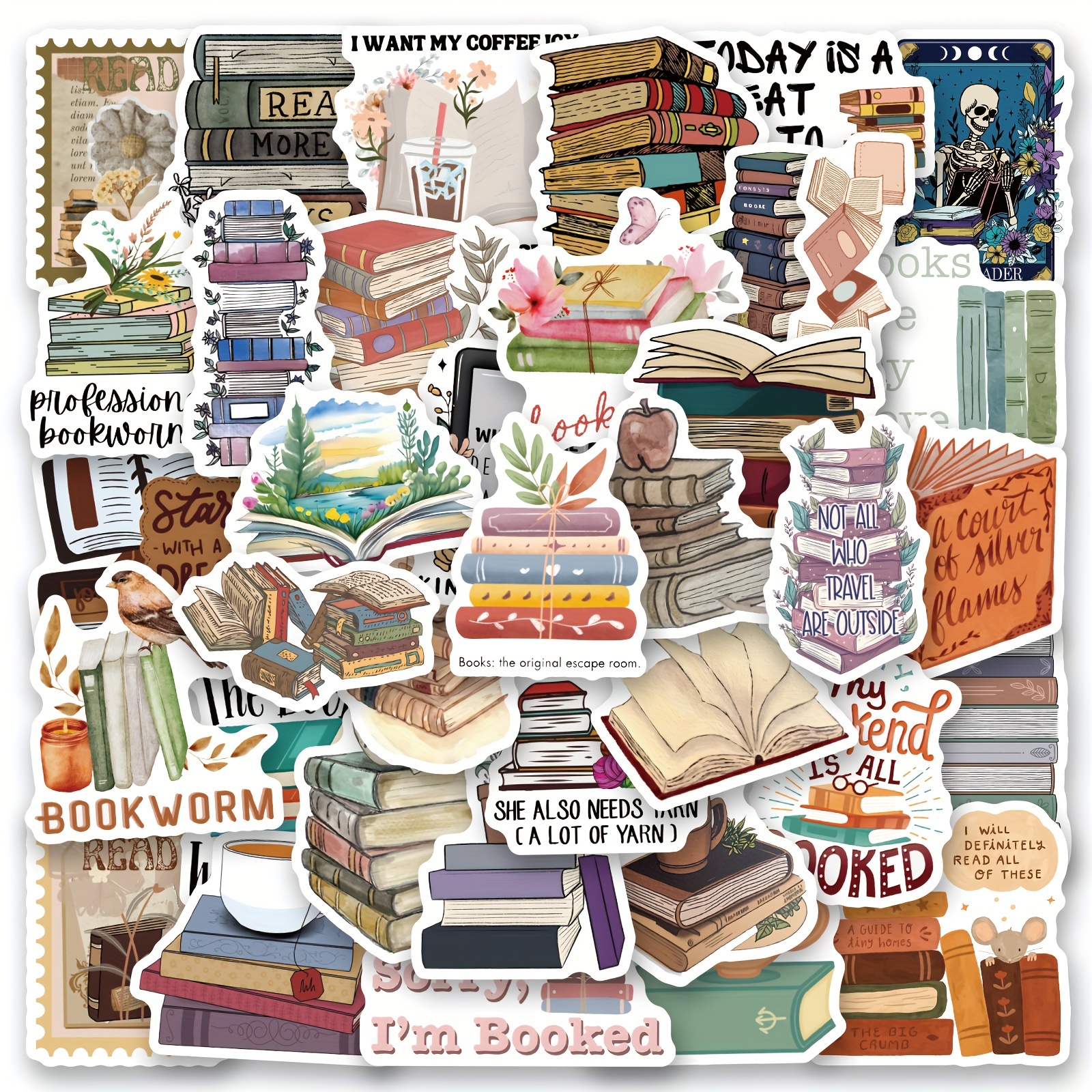 i Love Reading Book Lover' Theme Waterproof Stickers - Temu