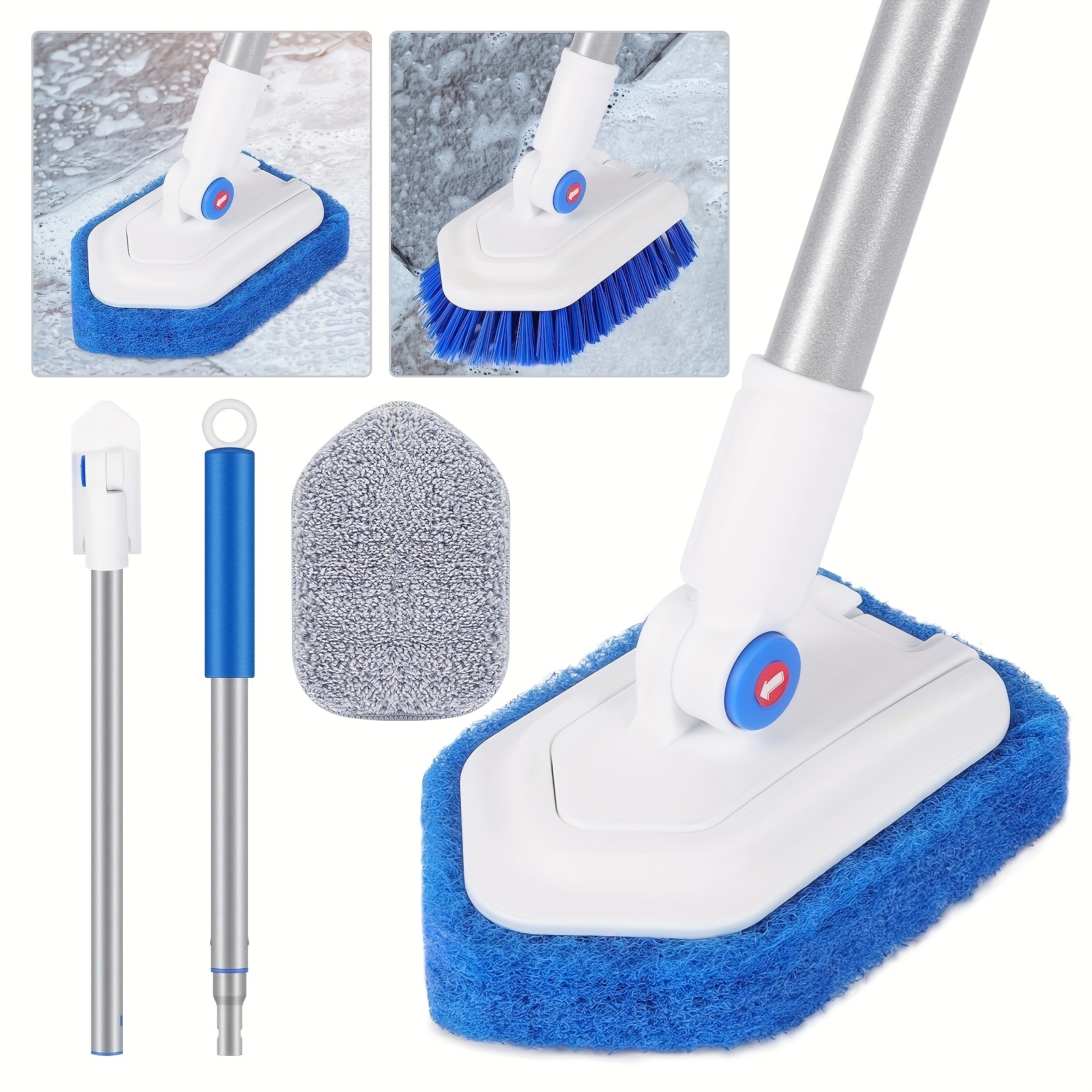 Smart Design Extendable Tub and Tile Scrubber - Comfort Non-Slip Grip Handle - Replaceable Head - Odor Resistant - Cleaning Floor, Shower Brush - 31