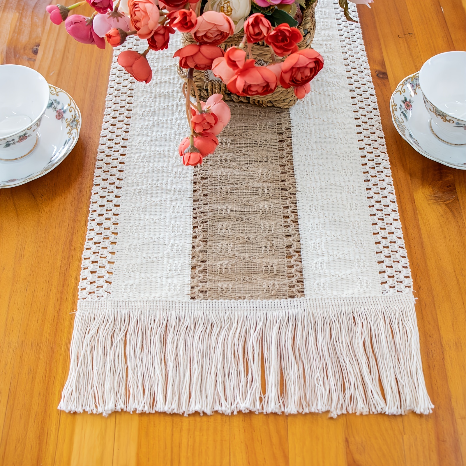 Linen Blend Table Runner Solid Color Linen Light Luxury Temu New Zealand