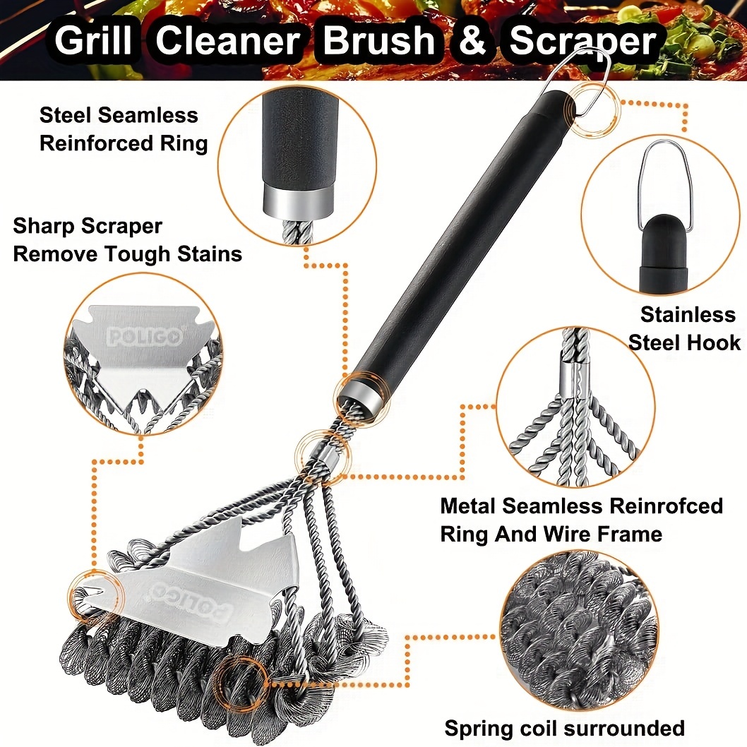 Grillart Grill Brush Bristle Free - Safe BBQ Cleaning Grill Brush and Scraper