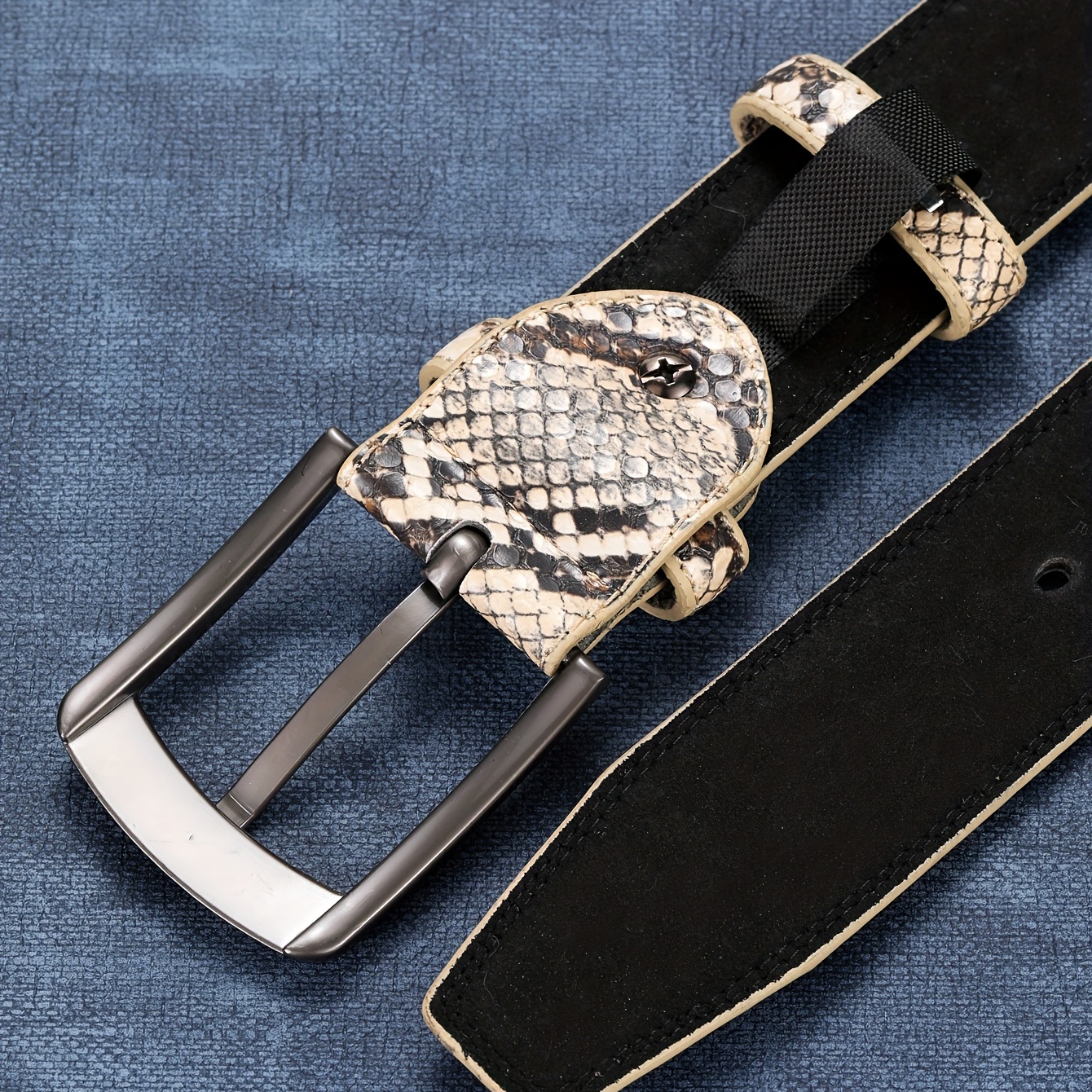 Men Khaki Pattern Pin Buckle Belt