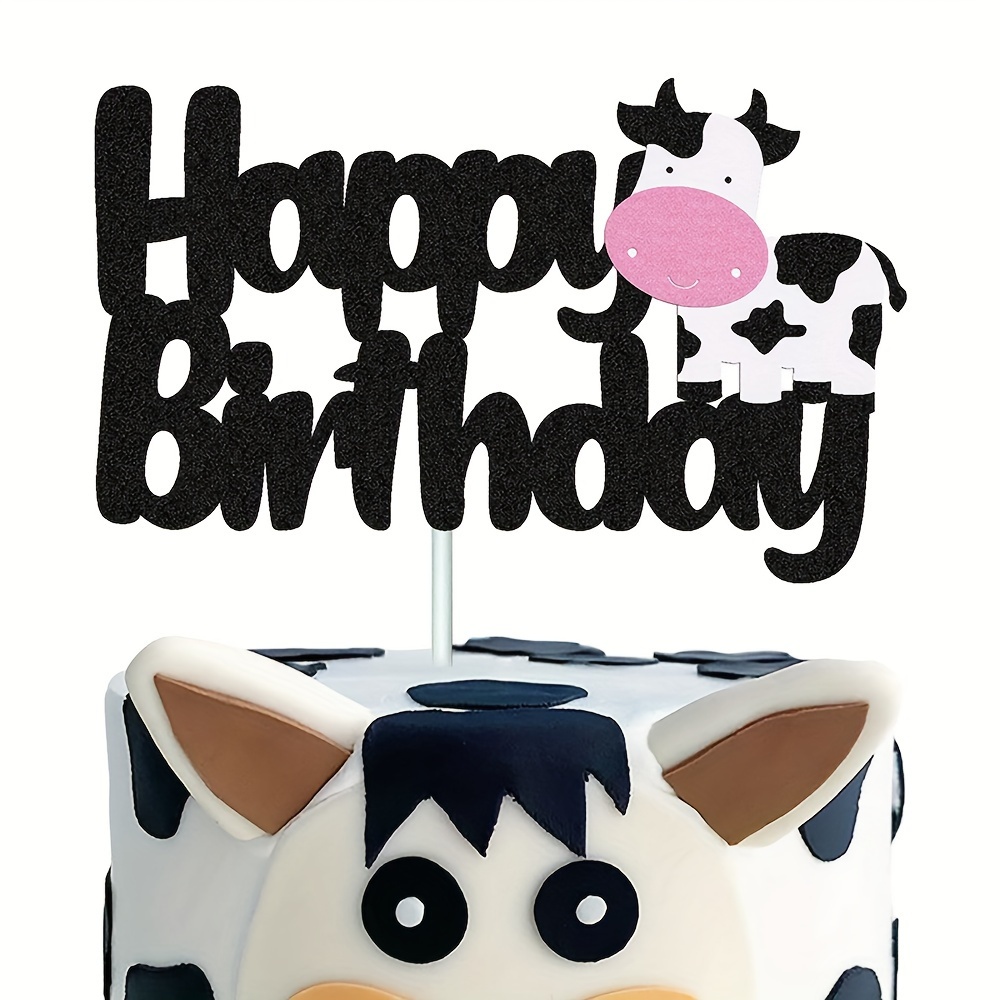 1pc Vache Joyeux Anniversaire Cake Topper Ferme Ranch Série - Temu Canada