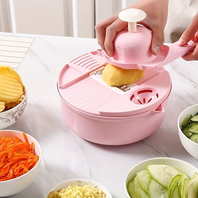 12pcs/Set, 9in1 Vegetable Cutter, Vegetable Slicer, Multifunctional Fruit  Slicer, Manual Food Grater, Vegetable Grater, Cutter With Container And Hand