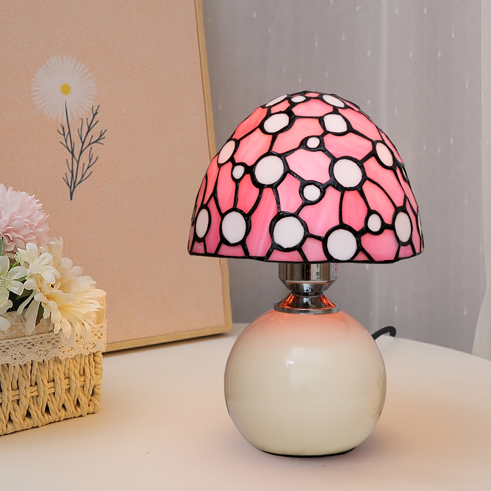 Mushroom Bedside Table Lamp Glass Led Bedside Night Lamps - Temu