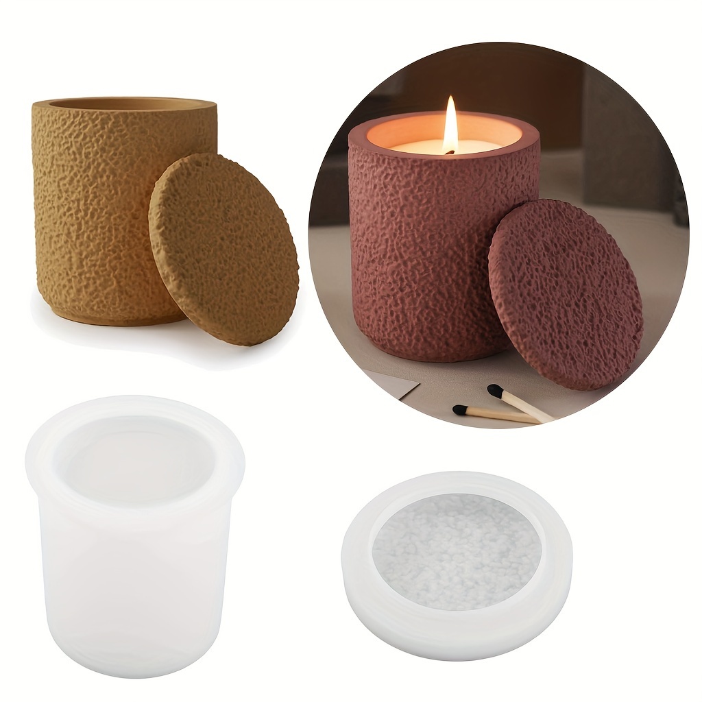 Moldes para tarros de velas, molde de concreto de silicona con sello de  tapa, resina epoxi, recipientes para velas, cilindro de cemento, maceta