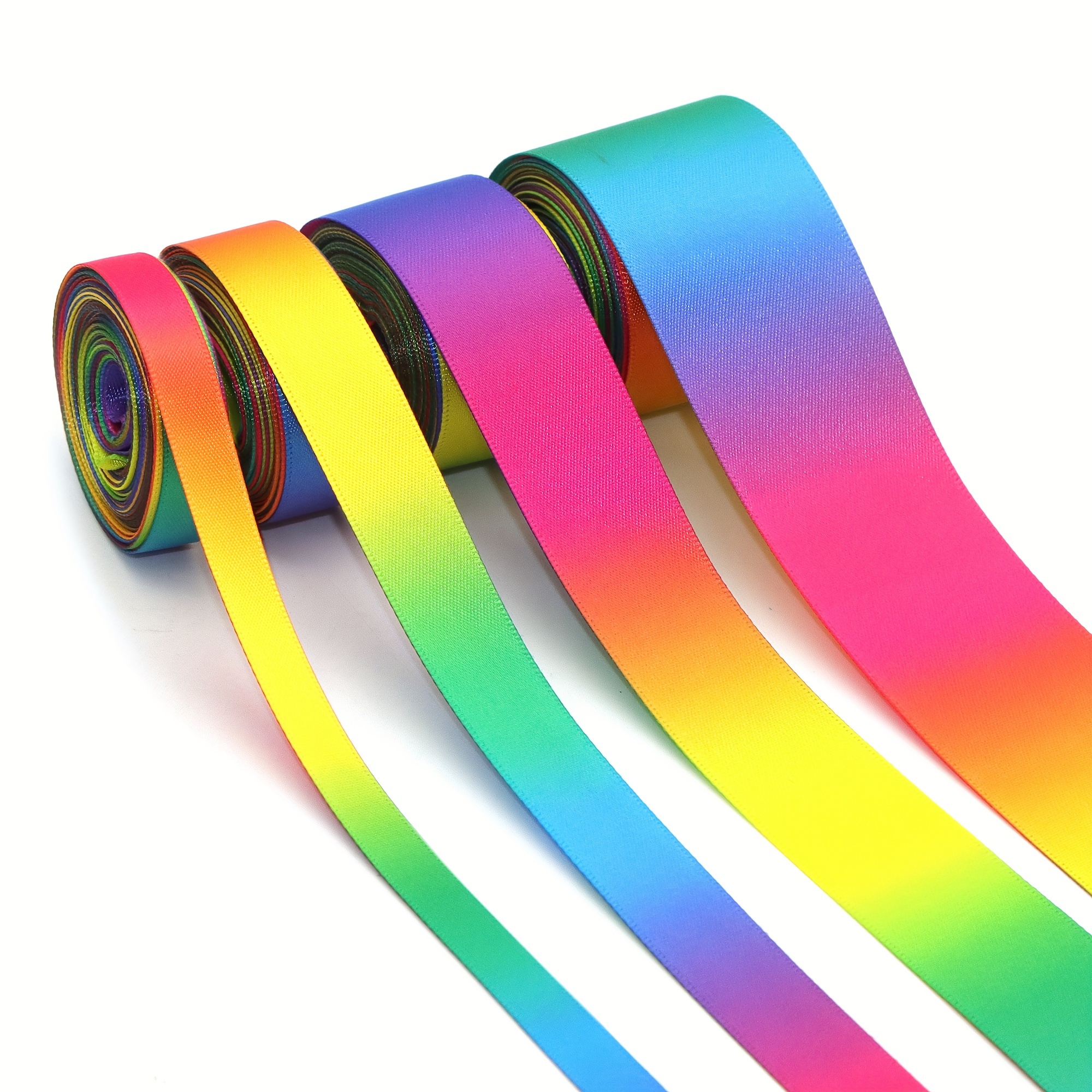 

1 Roll 5 Yards Multisize Double Sided Satin Ribbon Gradient Color Rainbow Ribbon For Diy Hair Bows Gift Wrap Christmas Wedding Party Decor Projects