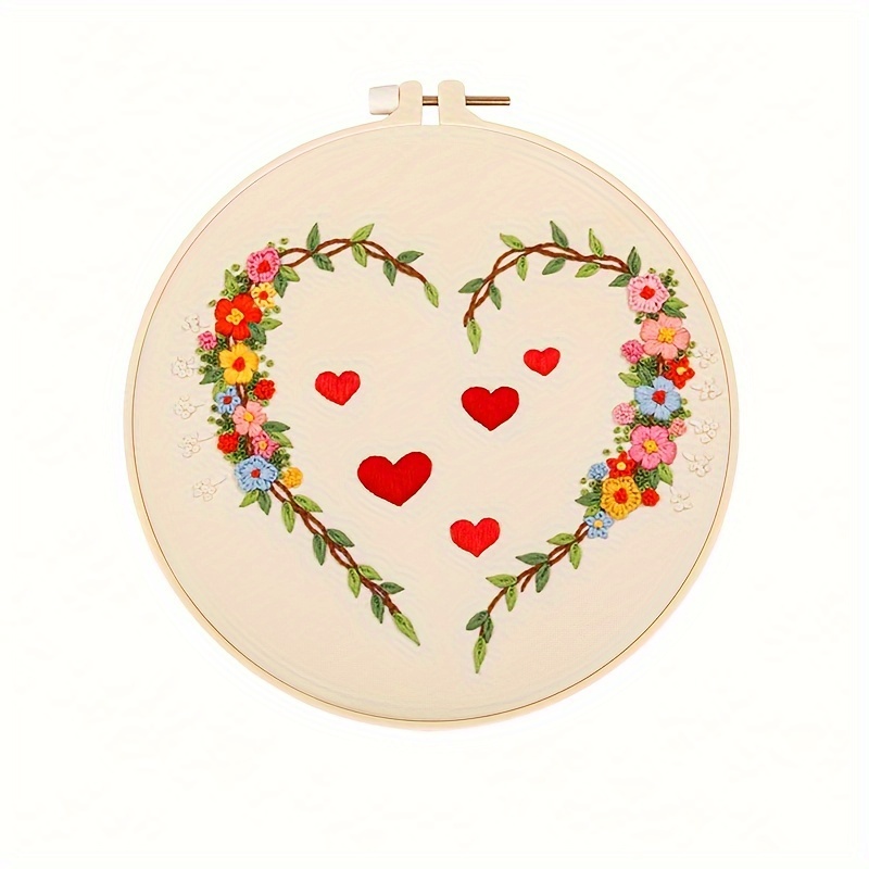 Floral Love Heart Embroidery Kit