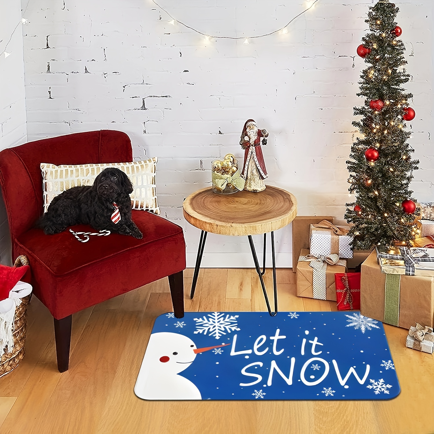 Snowman Mat Blue Rugs Merry Christmas Doormat Winter Door Mat Outdoor &  Indoor Rug for Christmas Decorations 30 X 17