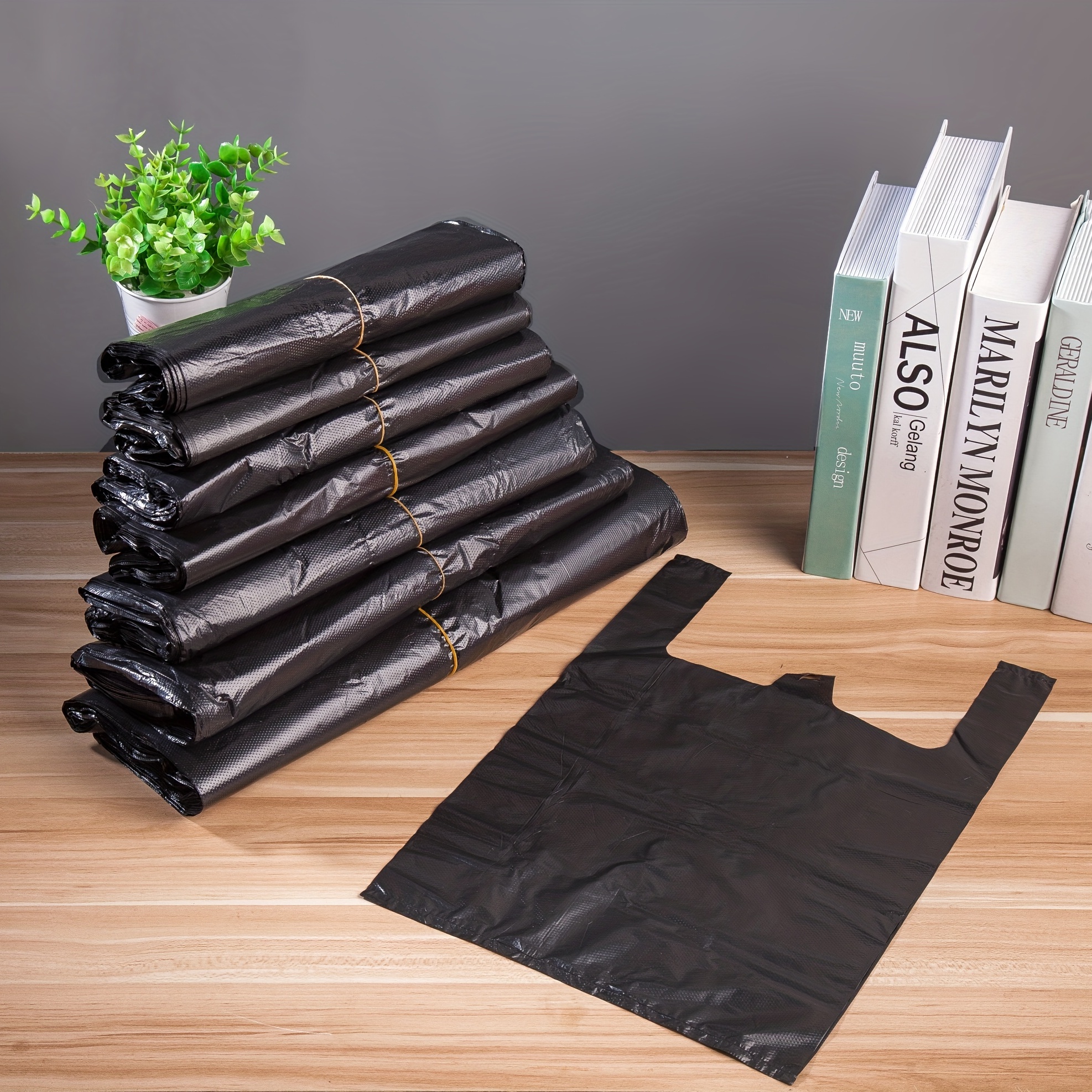 Thickened Black Plastic Vest Bag Portable Shopping Bag - Temu