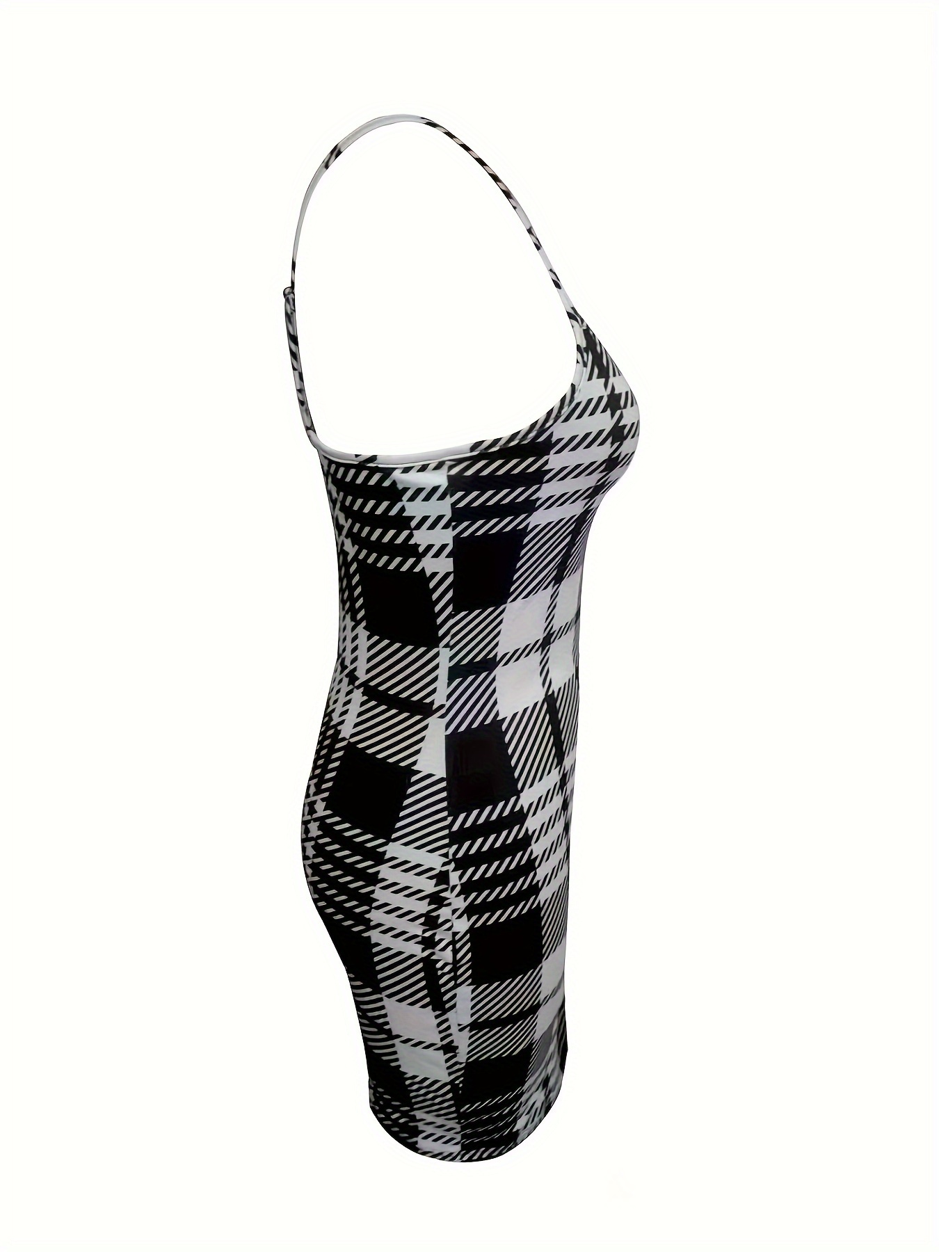 Houndstooth Print Long Sleeve Bodycon Dress